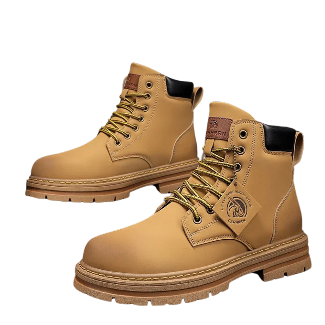 Bota Masculina Cano Alto Solado Tratorado Couro bege